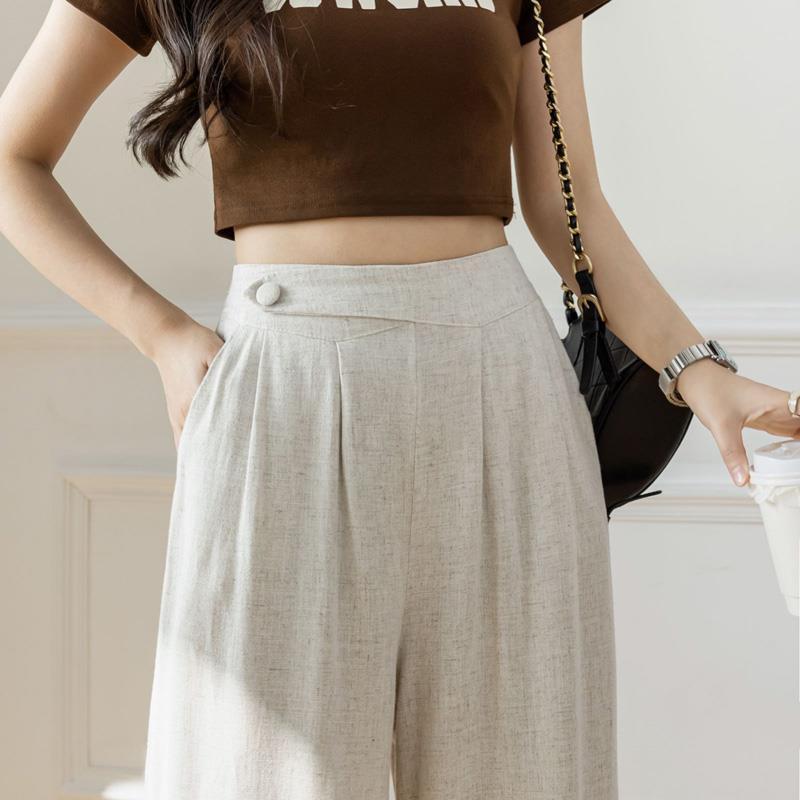 Apricot Summer Linen Trousers