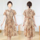 New Chinese Style New Dress 2025 Summer Mid-Length Waist-Cinching Style Middle-Aged Mother's Elegant Skirt Floral Skirt
