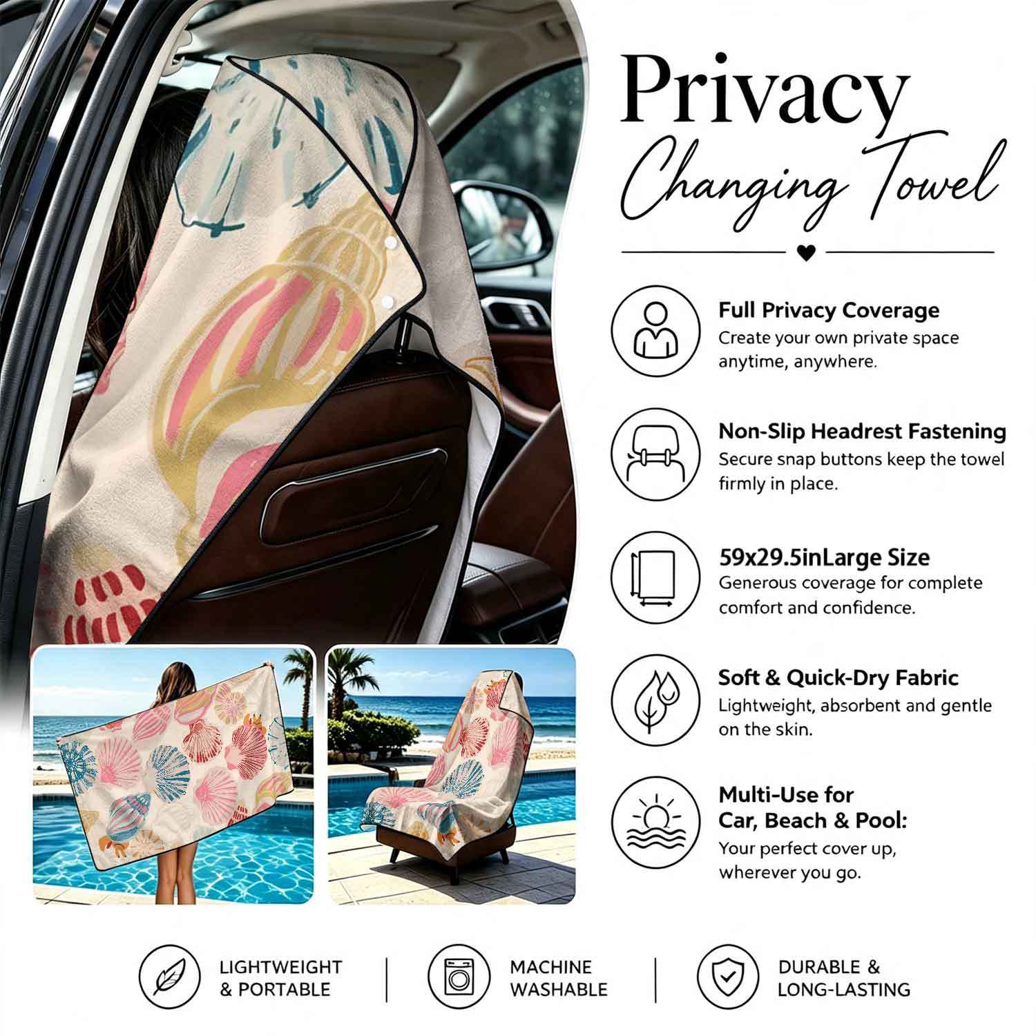 2-piece dual-use car seat cover, ultra-fine fiber, can be used as a beach towel, printed car protective seat cover 13