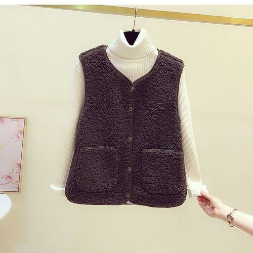 Women's vest, new lamb hair, autumn and winter horse clip vest, foreign-style vest, full of temperament