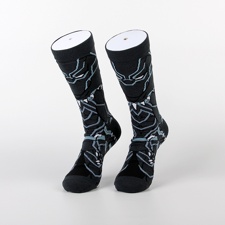 Cartoon Anime Marvel Panther Casual Sports Jacquard Youth Four Seasons Women Cotton Couple Mid-length Socks Men's Fashionable Long Socks