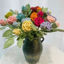 手工编织花批发阿富汗玫瑰花成品创意DIY七夕情人节钩织毛线花朵
