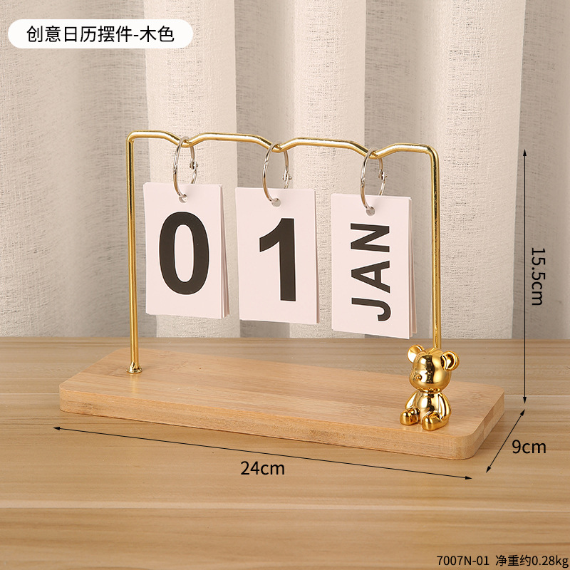 Madera Flip calendario escritorio creativo personalizado escritorio calendario hogar escritorio calendario joyería simple decoración decorativa de la tabla
