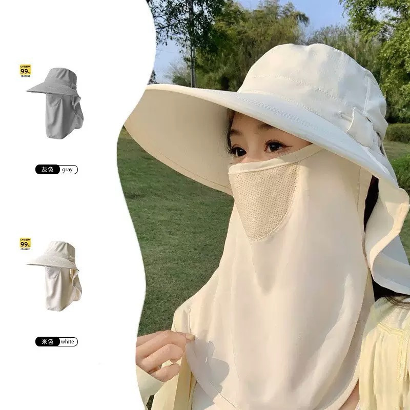 Summer UV-protective breathable face mask and neck guard integrat
