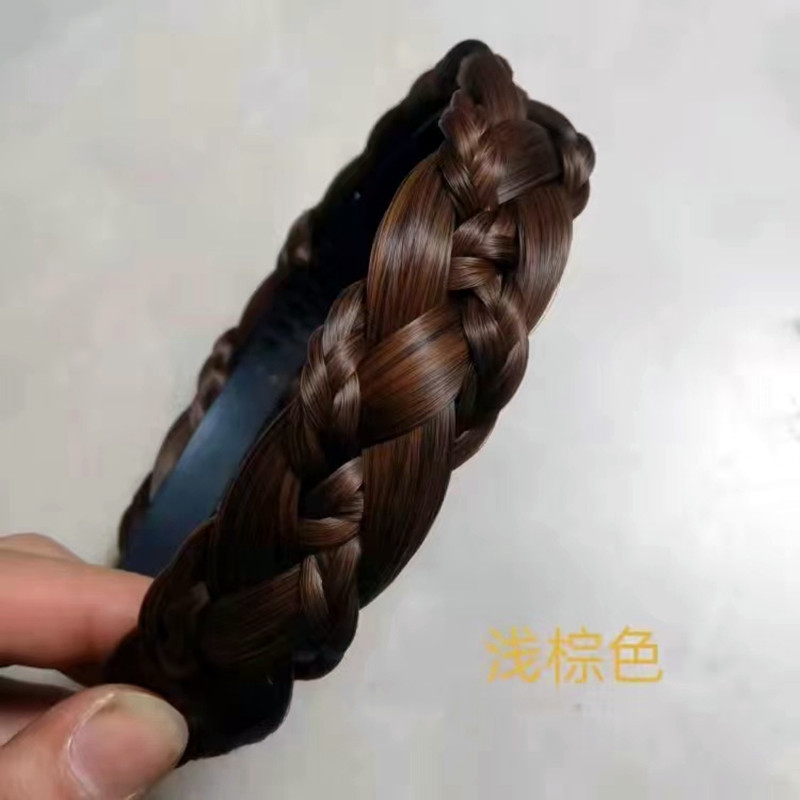 C28辮子纏繞款假髮箍淺棕色