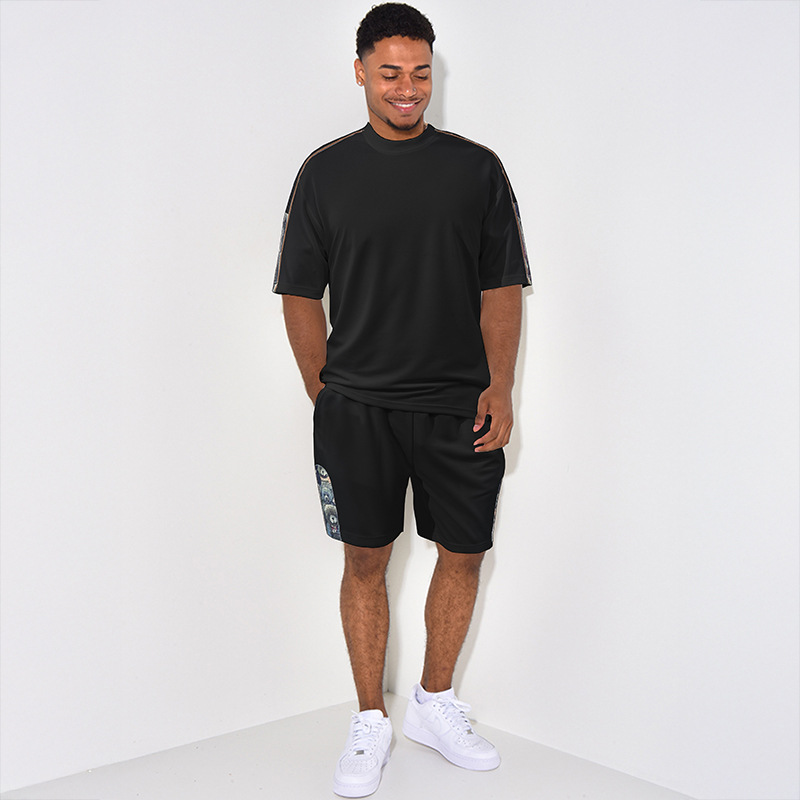Ensemble deux pièces décontracté pour homme, collection été 2025 : short imprimé à manches courtes._voghion.com