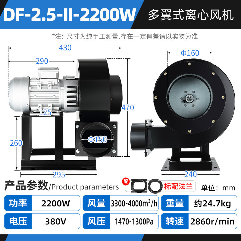 ventilador centrífugo resistente a altas temperaturas DF multiala 220V ventilador de inducción de bajo ruido industrial 380V ventilación de soplado fuerte disipación de calor