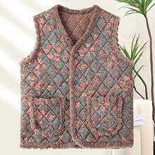 UNMUN背心中老年妈妈加绒马甲秋冬季中老年女装加厚加绒大码外穿