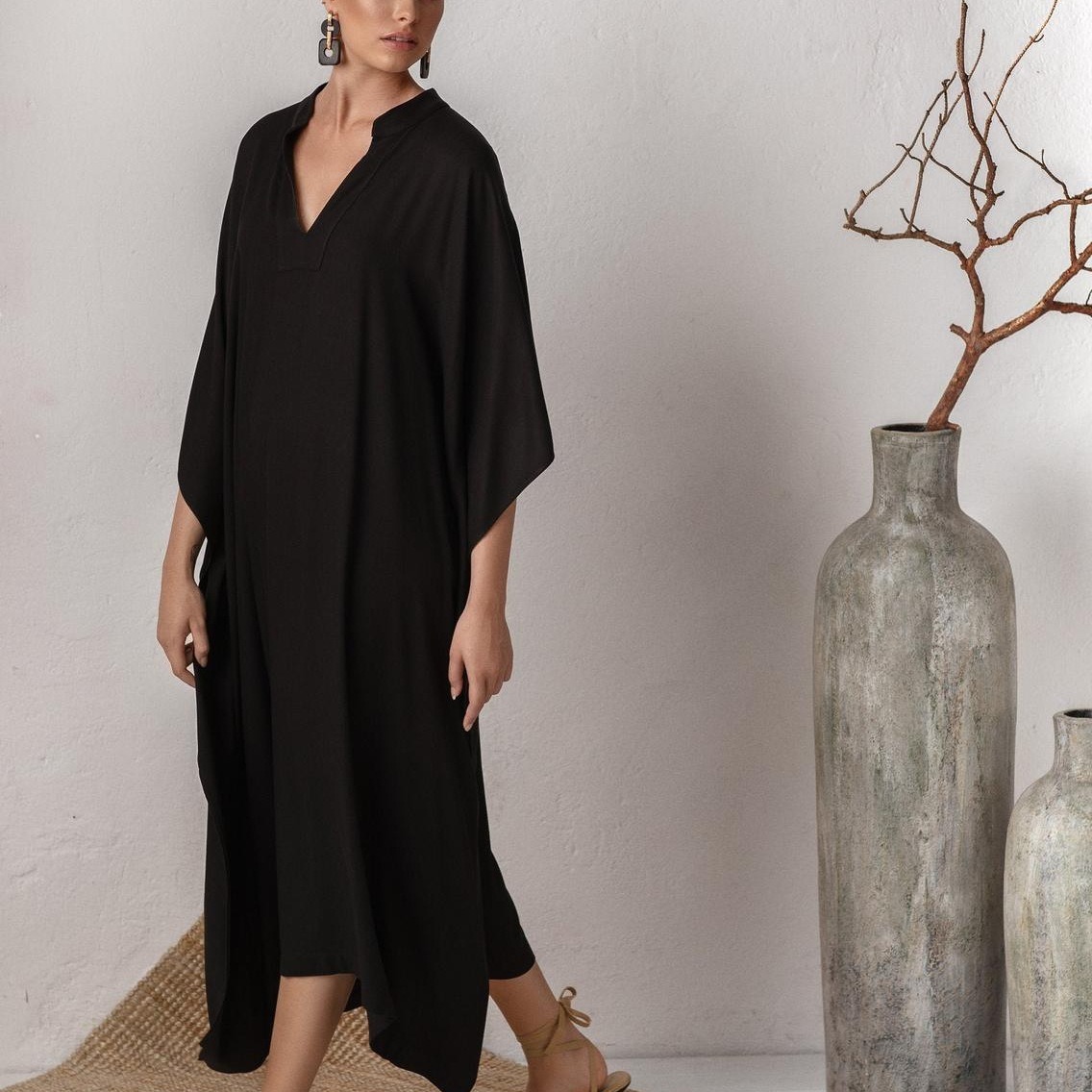 Cross-border Amazon rayon solid color beach blouse stand collar holiday robe bikini sunscreen MB305