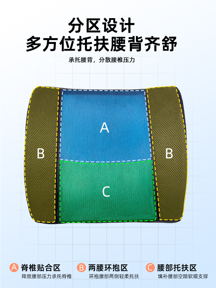 Amazon best-selling memory foam gel cushion, lumbar support pad for car seats and office chairs, with logo, for cross-border sales