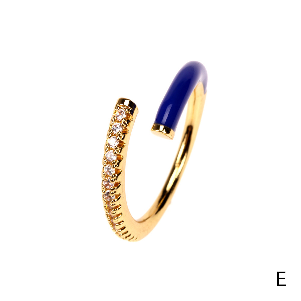 Fashion Enamal Opening Adjustable Copper Inlaid Zircon Ring display picture 5