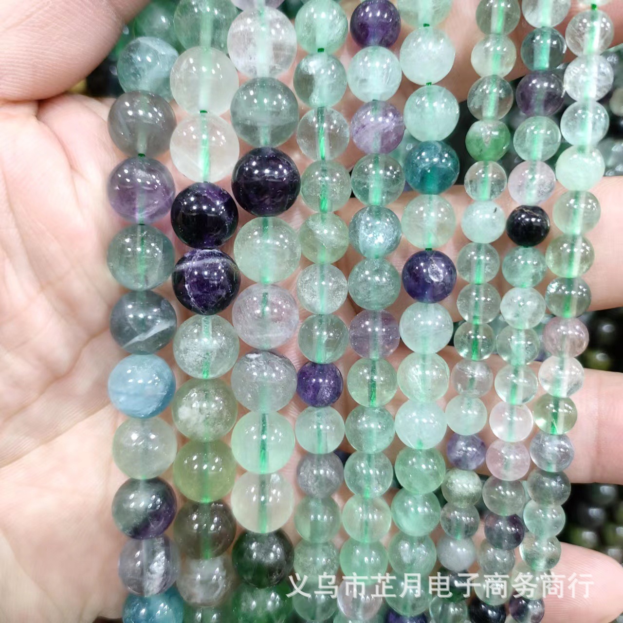 7A Natural Stone Color Fluorite Amethyst Bead Scatter Bead Round Bead Strands Bead DIY Wholesale Manufacturer Direct Supply Wholesale Foreign Trade