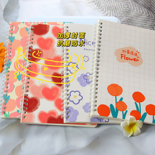 High-quality beauty flower A5 spiral notebook girl's heart study supplies wirebound notebook student notepad