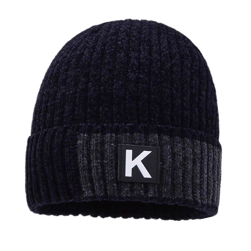 Cappello invernale da uomo in maglia calda con fodera in pile, cappello da ciclista spesso, cappello da esterno in lana ciniglia_voghion.com