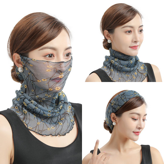 Scarf Women's Pullover Thin Sun Protection Veil New Style Small Silk Scarf Neck Protection Neck Spring and Autumn Mask Women's Scarf