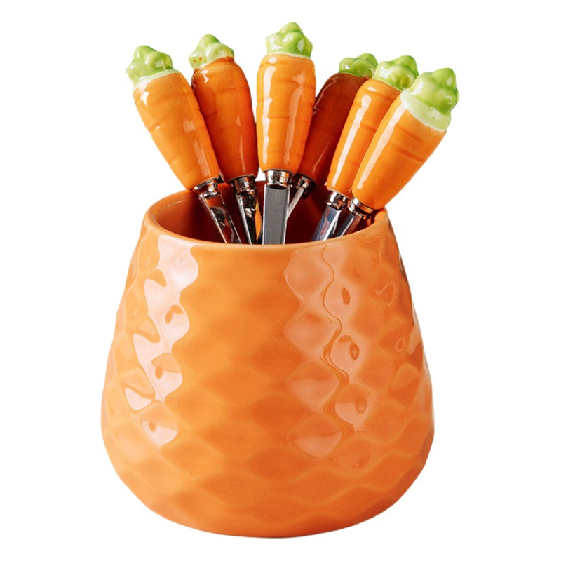 304 creativo pastel de acero inoxidable Tenedor de fruta de alta gama lindo niños seguridad fruta palo pequeño tenedor luz colección de lujo