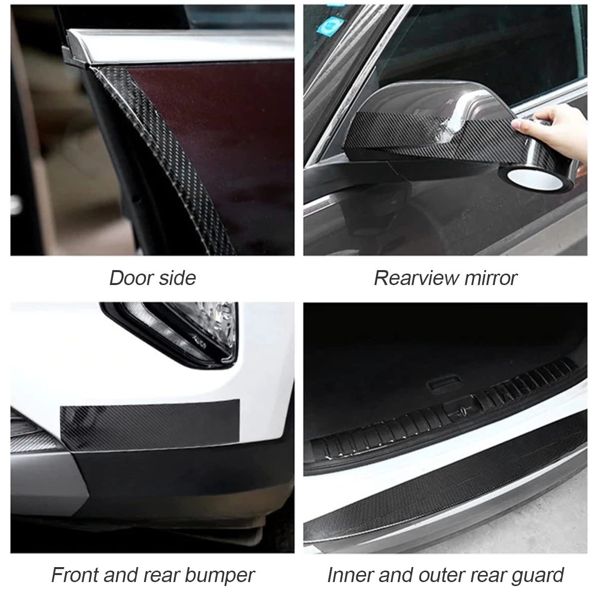 Car Door Sill Strip K5D Carbon Fiber Pattern Door Anti-Collision Strip Rear Box Bumper Door Edge Anti-Scratch Protection Strip