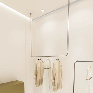 服装店展示架不锈钢悬挂上墙挂衣架男女装U型简约吊架童装陈列架