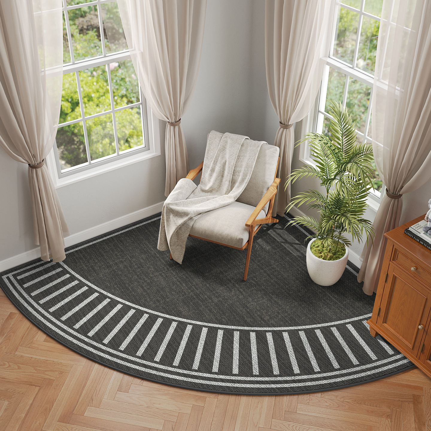 Luz de lujo en forma de ventilador dormitorio alfombra de cama suave a favor de la piel antideslizante resistente a la suciedad fácil de cuidar dormitorio decoración alfombra de pies