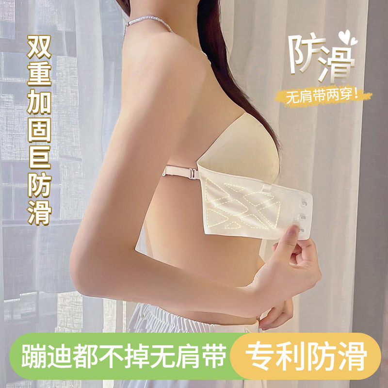 Strapless tube top bra for women, anti-slip, push-up, thin, large breasts, small chest wrap, invisible anti-exposure bra, summer