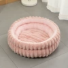 Rabbit fur round nest-pink