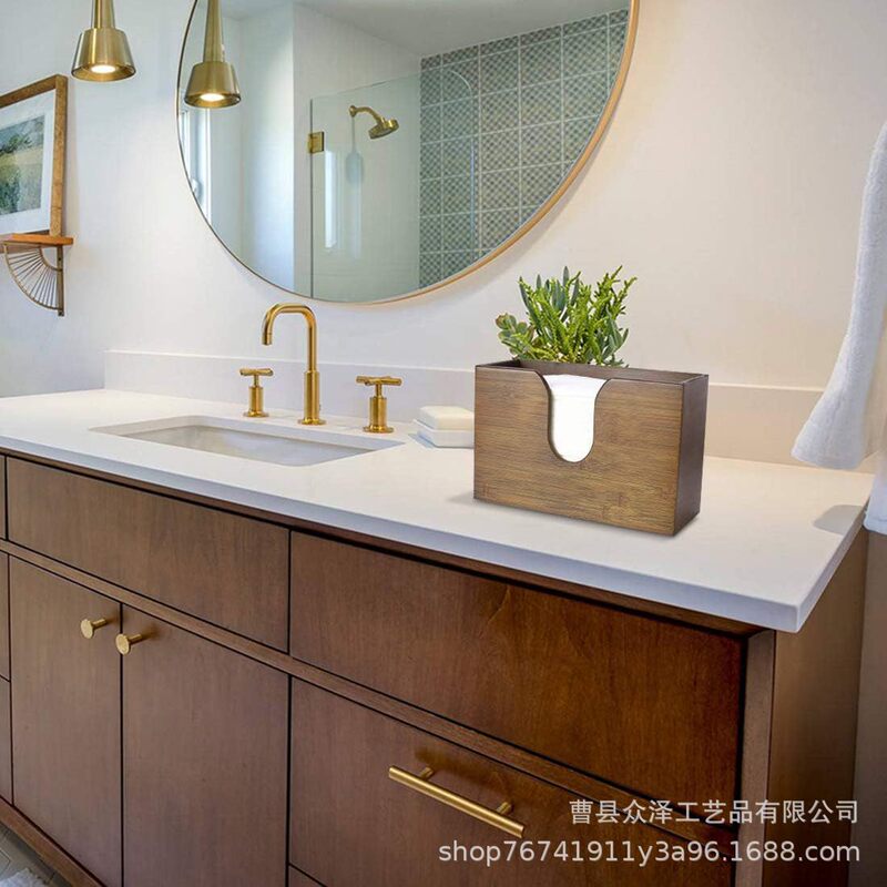 Bamboo tissue dispenser kitchen bathroom household tissue holder wall-mounted multi-fold tissue box