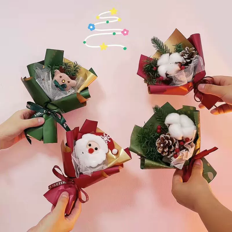 Рождественский букет Рождественский подарок Рождественская подарочная коробка DIY с креативным подарком хлопок сосновые шишки для подруги лося