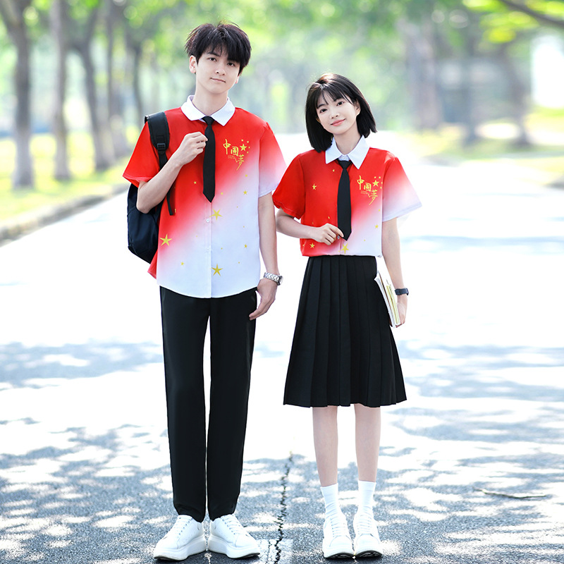Summer Class Uniform Set, College Style, Chinese Dream Shirt, Middle and High School Students' Chorus, Poetry Recitation, Graduation Photo Performance Outfit