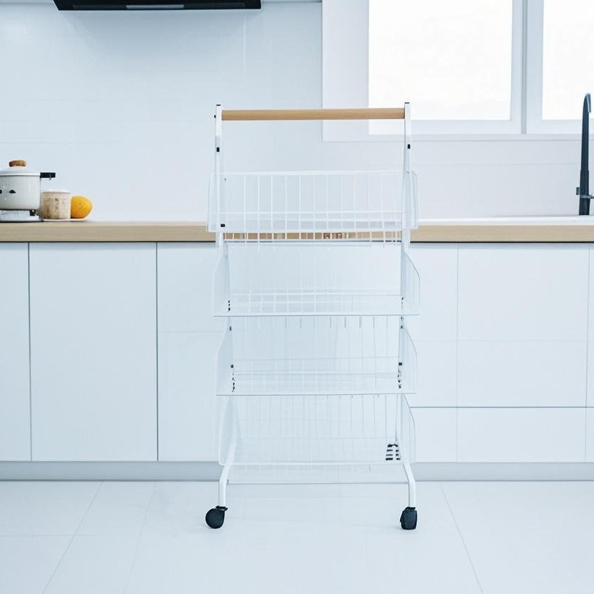 Trolley Snack Storage Rack Home Kitchen Floor-Standing Multi-Layer Mobile Storage Rack Bedroom Multi-Functional Storage Rack