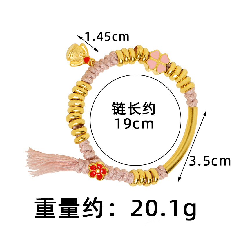 Brazalete de flores de cuatro hojas de oro vietnamita estilo nacional bordilla curva brazalete no se desvanecerá joyas de mano al por mayor transfronterizo