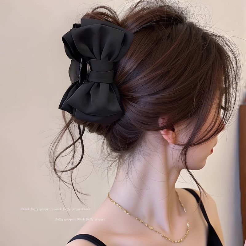 Clip de abrazadera de arco de satén negro detrás de la cabeza grande tiburón clips princesa clip de cabello red tarjeta de cabello rojo adornamiento para el cabello explosivo