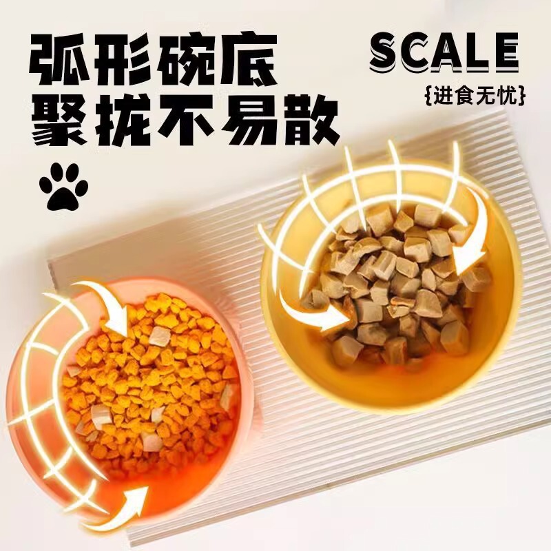 ペット用品マカロンカラーキャットフードボウルネックプロテクター傾斜口猫ボウルアンチノックオーバープラスチックペットボウル背の高い猫ボウル|undefined