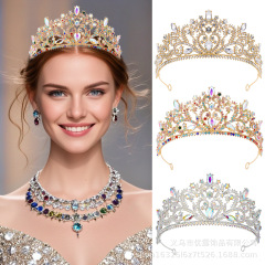 欧米の花嫁の王冠のダイヤモンドの王女の合金の王冠の頭飾りの結婚式の紀の形のドレスのカチューシャの装飾