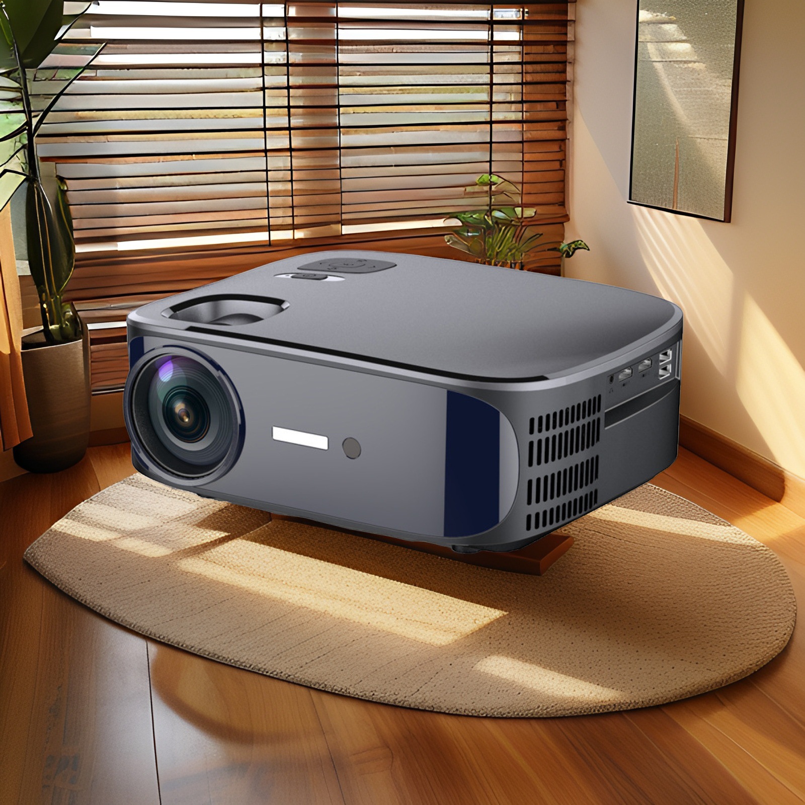 Projector Does Not Require a Screen, Suitable for Home Use in Bedrooms and Living Rooms, Home Theater, Autofocus, Wifi, Mobile Screen Projection, Smart