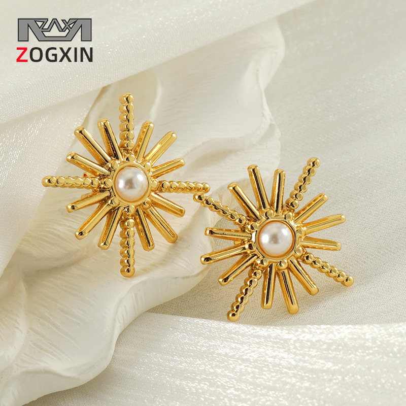 Pendientes de acero inoxidable perla de moda francesa Pendientes de moda de personalidad de temperamento de nicho simple y versátil de alta gama