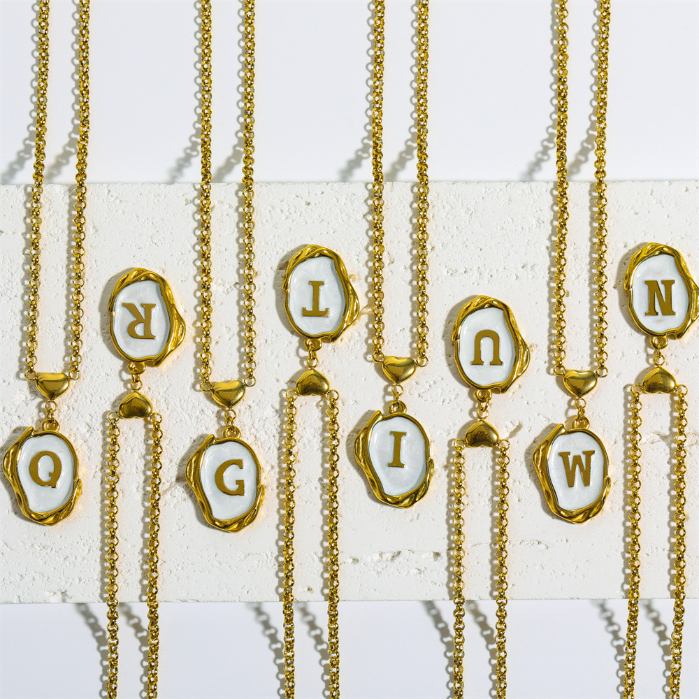 Einfacher Stil Brief Rostfreier Stahl Titan Stahl Emaille Überzug Halskette Mit Anhänger display picture 4