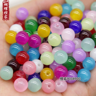 Antique hair accessories material imitation Jade glass beads 8mm beads handmade beaded hairpin accessories paint beads for sale