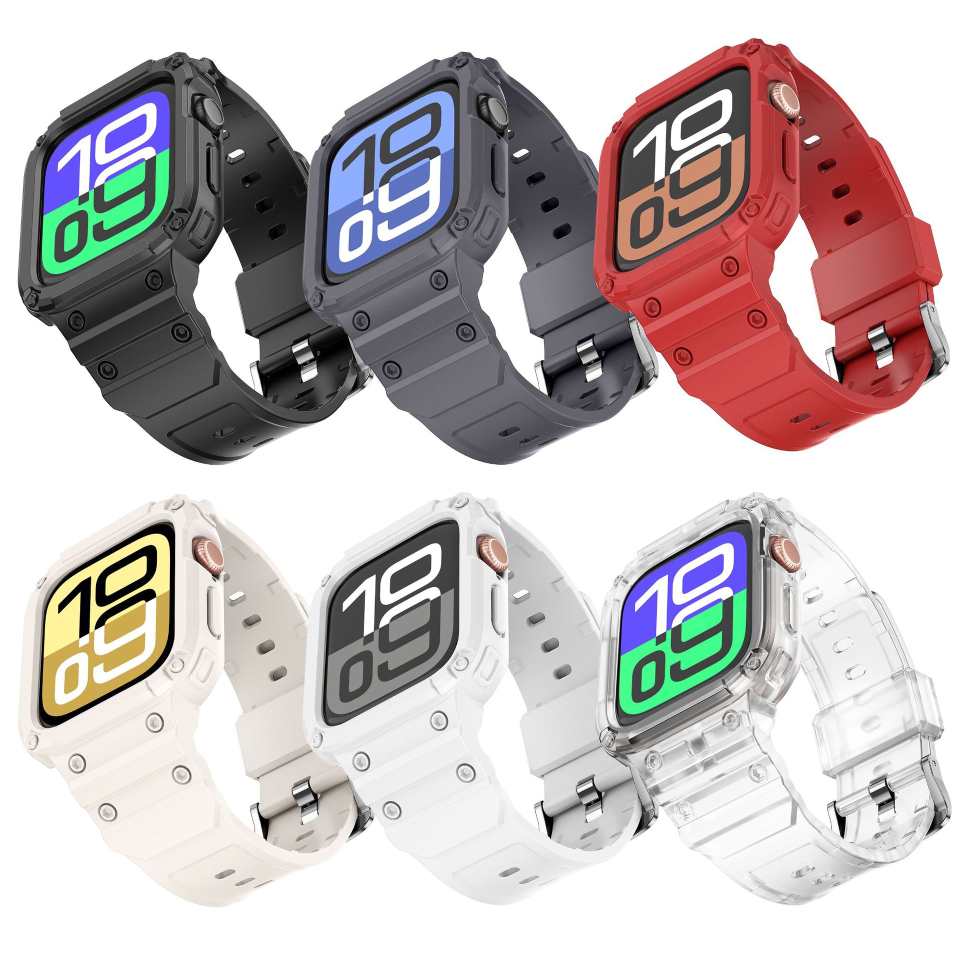 Suitable for Apple Watch Integrated Strap 11Th Generation 42mm Silicone Anti-Fall Iwatchs10 Pure Color Tpu Strap 46mm