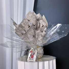 圣诞节平安果包装小鹿迷路圆形高档波点高级双面ins风苹果包装纸