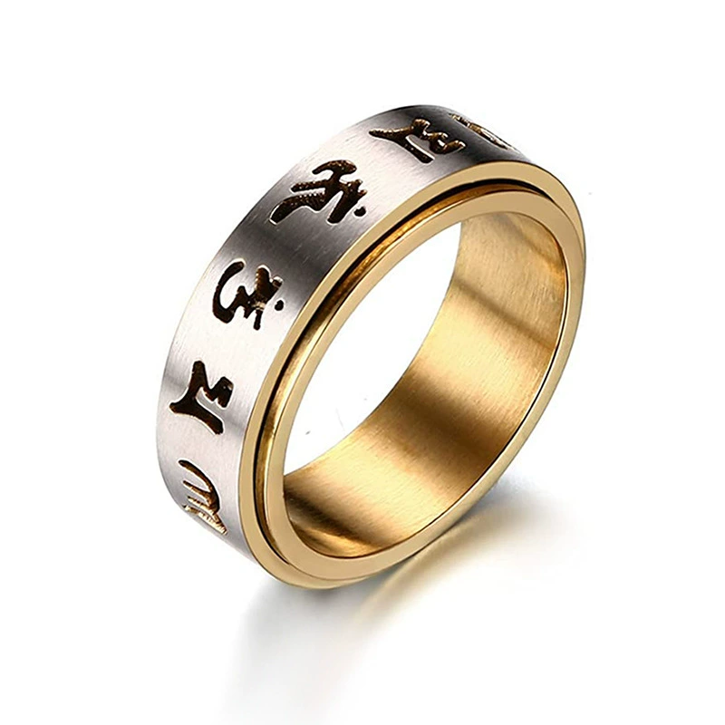 Xinghe трансграничные поставки титановой стали вращающийся шесть символов мантроники Кольцо Пара Мода ретро кольцо ювелирные изделия