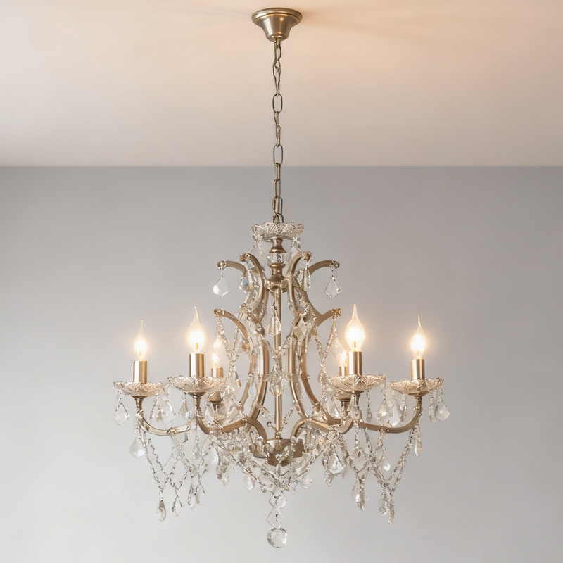 American Style Chandelier Entry Luxury Living Room Dining Room Lamp Vintage French Court Crystal Lamp European Style Villa Princess Room Bedroom Lamp