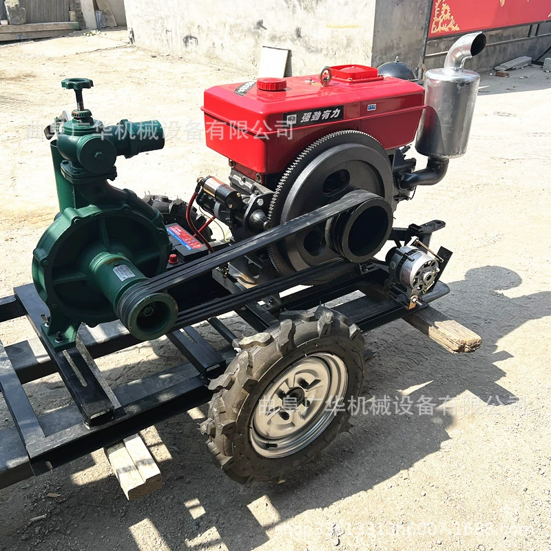 Простая установка дизельного центробежного насоса 4inch на прицепе, легко перемещаемый водяной насос для орошения пшеничного поля, чугунный водяной насос