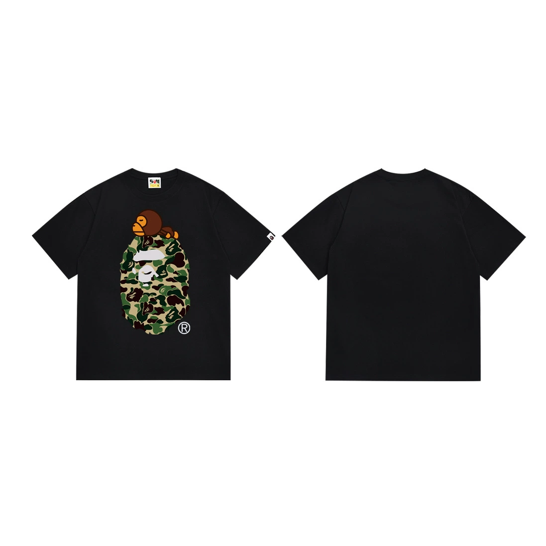 Короткая футболка повседневная с коротким рукавом (BAPE) двойной пряжи унисекс, разноцветная и размеры S–XXL