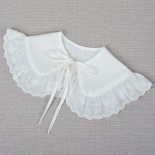 Bow Tie Ruffled Plaid Fake Collar for Women, Versatile and Elegant, Thin Doll Collar, Small Shawl for Outer Wear, Weidong