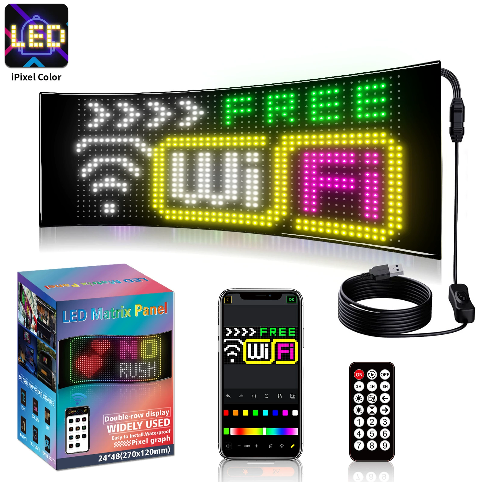 Popular Flexible LED Advertising Soft Screen APP Bluetooth Display Scroll Wording Double Row Store Signboard Display Soft Screen