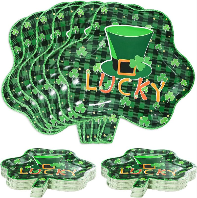 St. Patrick's Day Party Paper Plate Special-Shaped Clover Children's Festival Decoration Disposable Thickened Paper Dinner Plate St. Patrick's Day Party Paper Plate Special-Shaped Clover Children's Festival Decoration Disposable Thickened Paper Dinner Plate