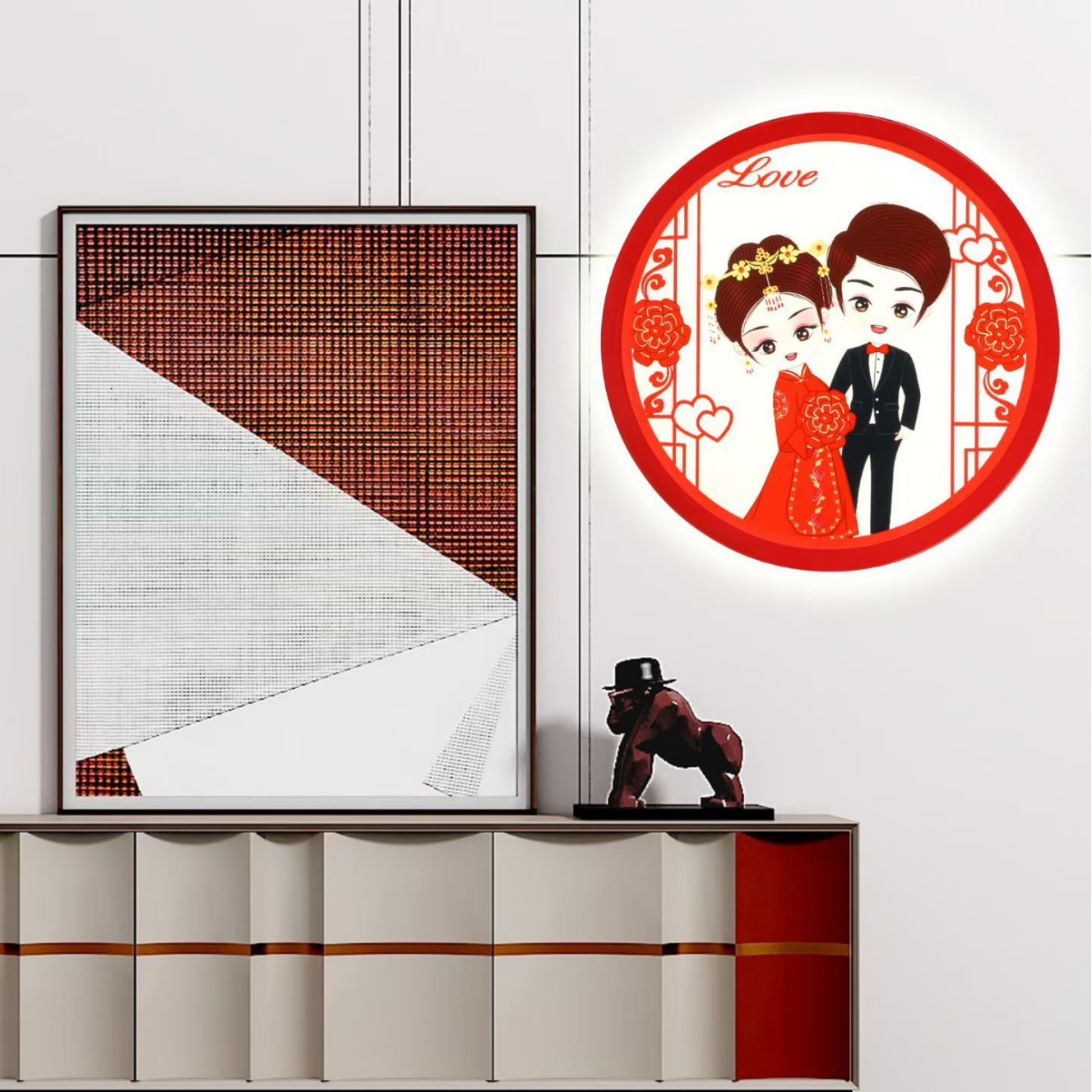 Celebración de boda boda lámpara de pared dormitorio cabecera decoración de fondo de la pared de cien años buena buena luz de pared