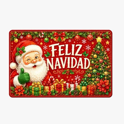 Cross-border TEMU new Santa Claus floor mat with Christmas tree and sock prints, holiday decoration red floor mat available for dropshipping