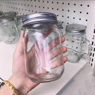 Mason Glass Cup American Style Household Food Grade Vintage Sealed Jar Coarse Grain Tea Jar High Temperature Resistant Glass Storage Jar