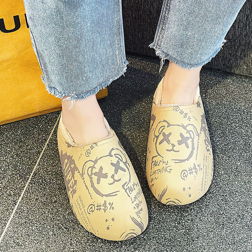 Cotton slippers for men, winter home indoor bags, large size waterproof cotton shoes for outer wear, couples, cute thick-soled cotton slippers for women